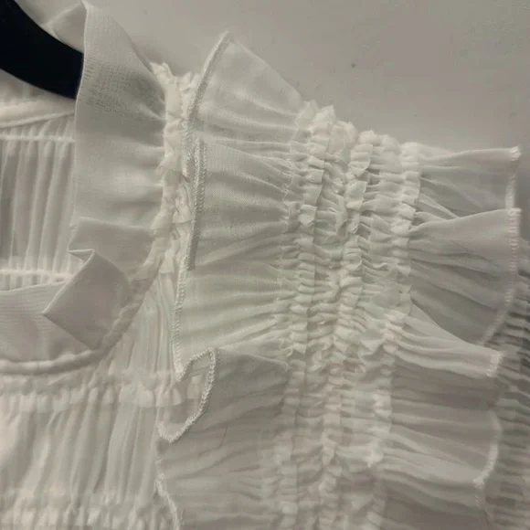 NWT gorgeous Anthropologie sarah hann white ruched blouse M - Picture 11 of 15